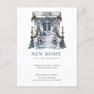 New Home Christmas Door New Address Moving  Holiday Postcard