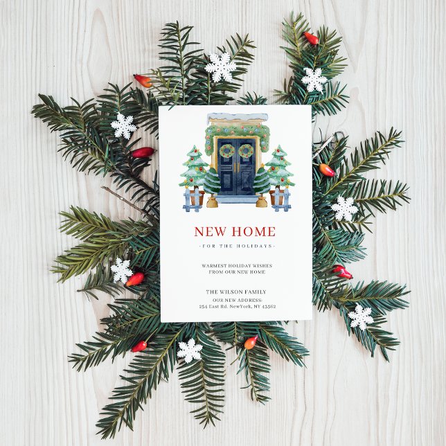 New Home Christmas Door New Address Moving  Holiday Postcard (New Home Christmas Door New Address Moving Holiday PostCard)