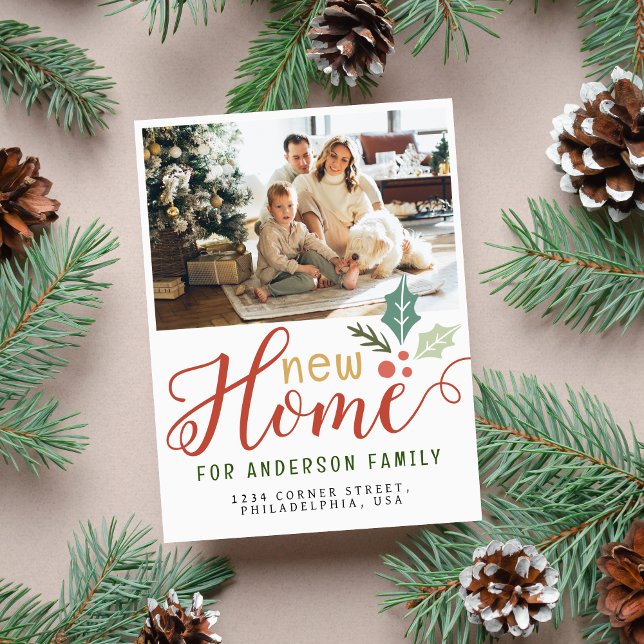 New Home Christmas Holiday Moving Photo Announcement Postcard (Creator Uploaded)