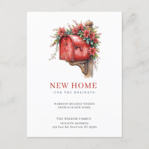 New Home Christmas  Mailbox New Address Moving  Holiday Postcard