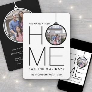 New Home Christmas Ornament 2 Photo Black & White Holiday Card