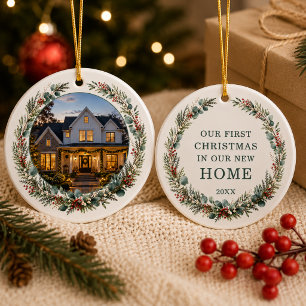 New Home Christmas Personalised Photo Ceramic Ornament