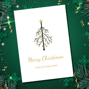 New Home Christmas Tree Gold Green Moving   Announcement