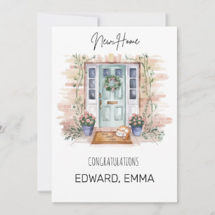 New Home Congratulations Personalised Watercolor Holiday Card