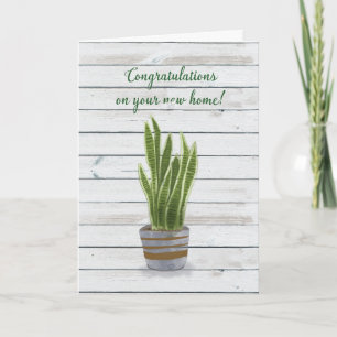 New Home Congratulations with Snake Plant Card