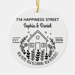 New Home Couple Names & Address 2026 Ceramic Ornament