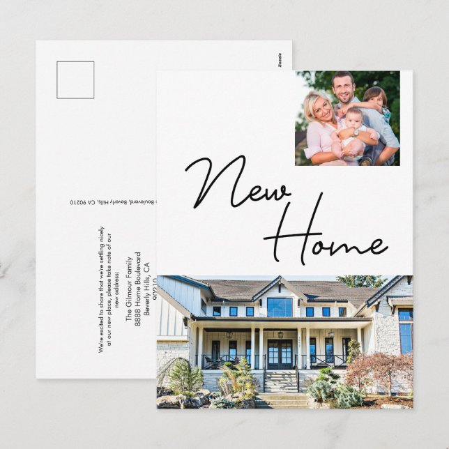 New Home Custom Family Photo and House  Holiday Postcard (Front/Back)
