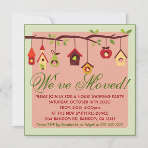 New home cute birdhouse party invitations