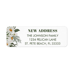 New Home Daisy Floral Return Address Label