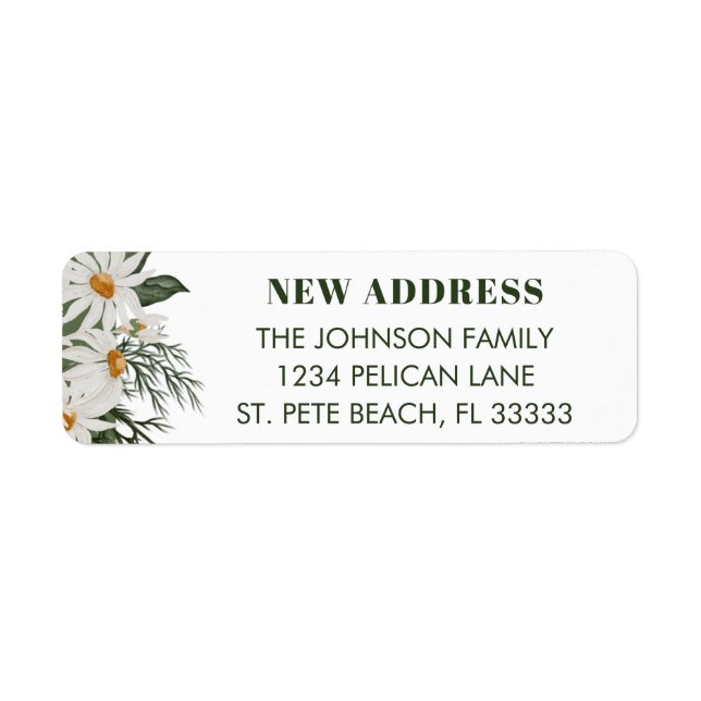 New Home Daisy Floral Return Address Label (Front)