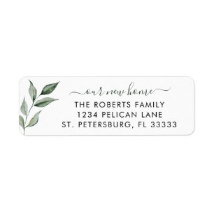 New Home Dusty Green Eucalyptus Return Address Label