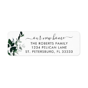 New Home Emerald Green Eucalyptus Return Address Return Address Label