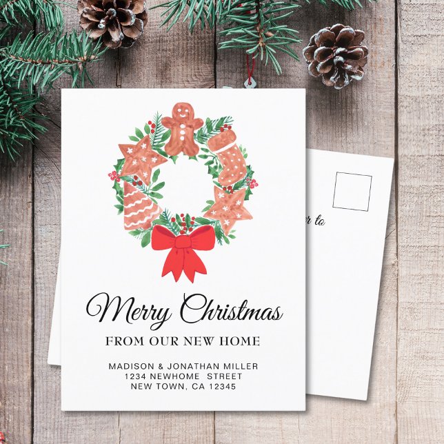 New Home Festive Christmas Moving  Announcement Postcard (Creator Uploaded)