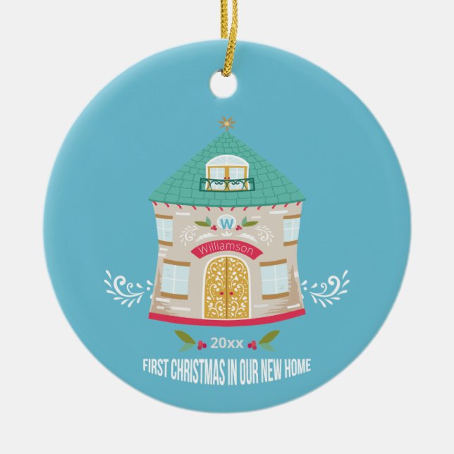 New Home First Christmas Ceramic Ornament (Front)