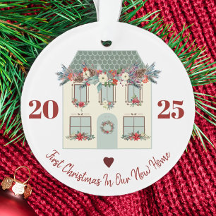 New Home first house rustic cute floral family Ornament