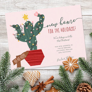 New home for Christmas fun cactus garlands stars Announcement Postcard