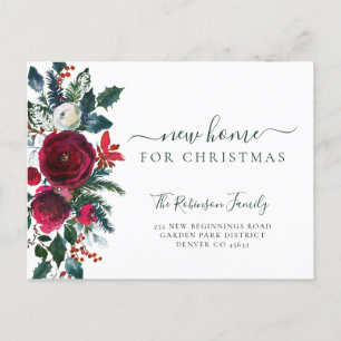 New home for Christmas holiday moving Announcement Postcard