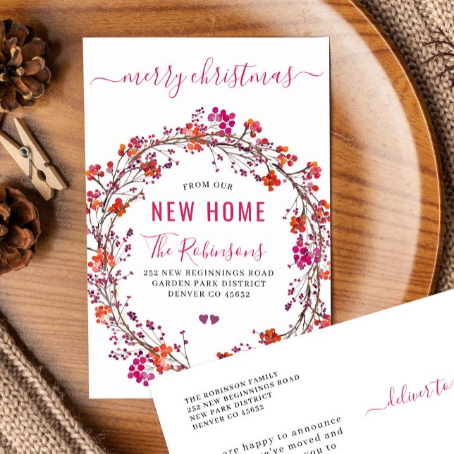 New home for Christmas modern holiday moving Announcement Postcard (Creator Uploaded)