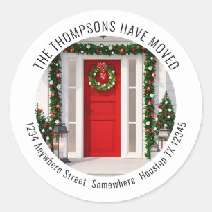 New Home for Christmas Photo Return Name Address  Classic Round Sticker