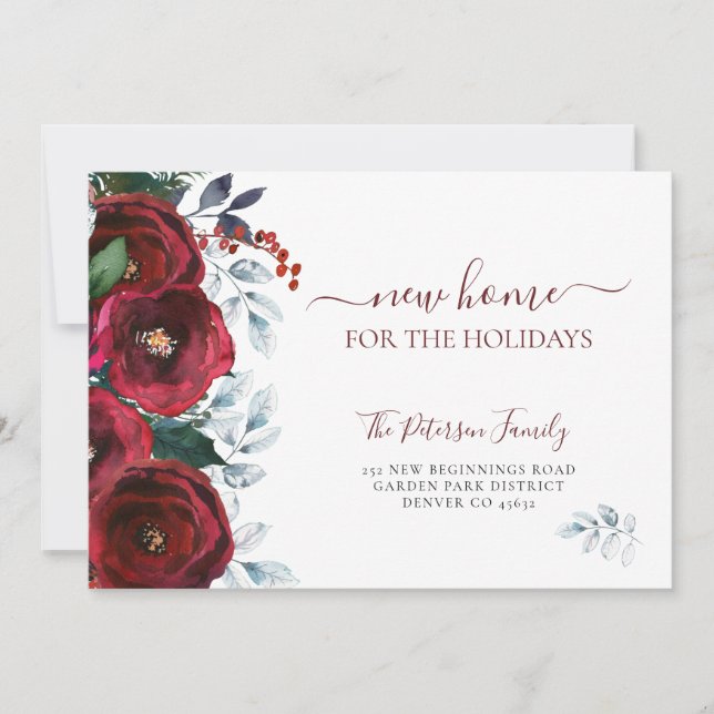 New home for the holidays Christmas moving Announcement (Front)