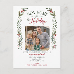New Home for the Holidays Christmas Photo Moving Holiday Postcard