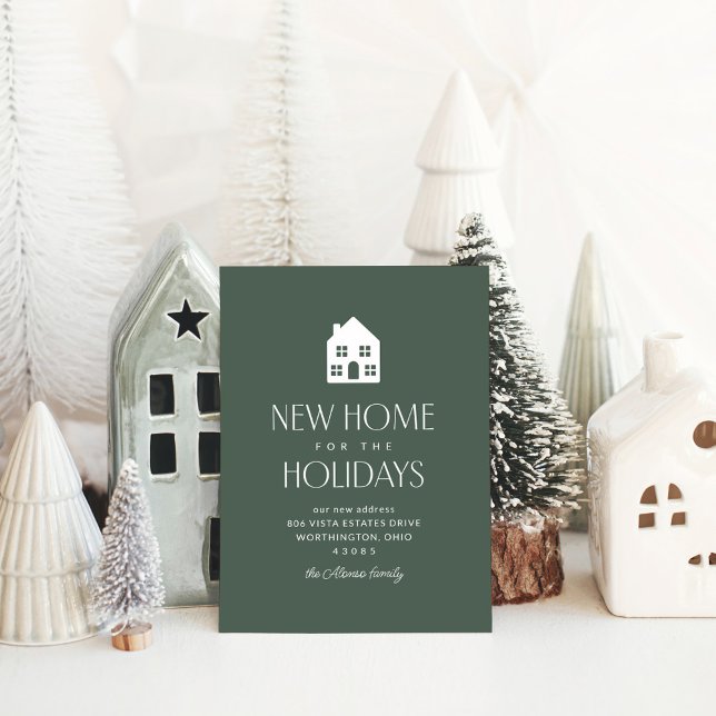 New home for the holidays classic green Christmas Holiday Postcard (Creator Uploaded)