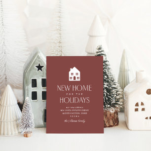New home for the holidays classic maroon Christmas Holiday Postcard