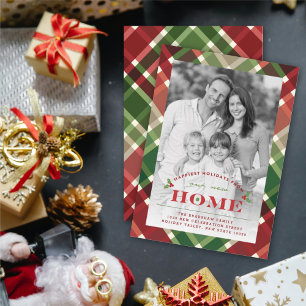 New Home For The Holidays Classic Plaid Photo Holiday Card