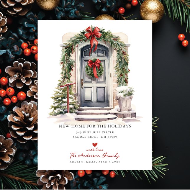 New Home For The Holidays Door Moving Announcement Postcard (Creator Uploaded)