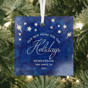 New Home For the Holidays Family Name Glass Tree Decoration