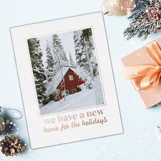 New Home for the Holidays Photo Foil Holiday Postcard (Creator Uploaded)