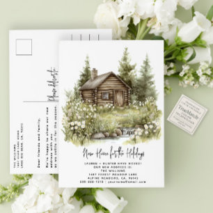 New Home For The Holidays Rustic Housewarming Announcement Postcard