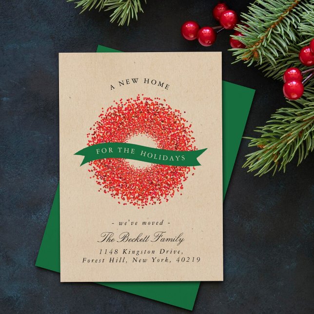 New Home For The Holidays | Rustic Kraft Moving Holiday Card (Creator Uploaded)