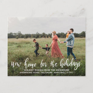 New Home For The Holidays Typography Photo Postcard