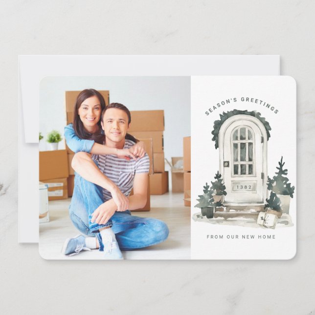 New Home for the Holidays | White Door Moving Holiday Card (Front)