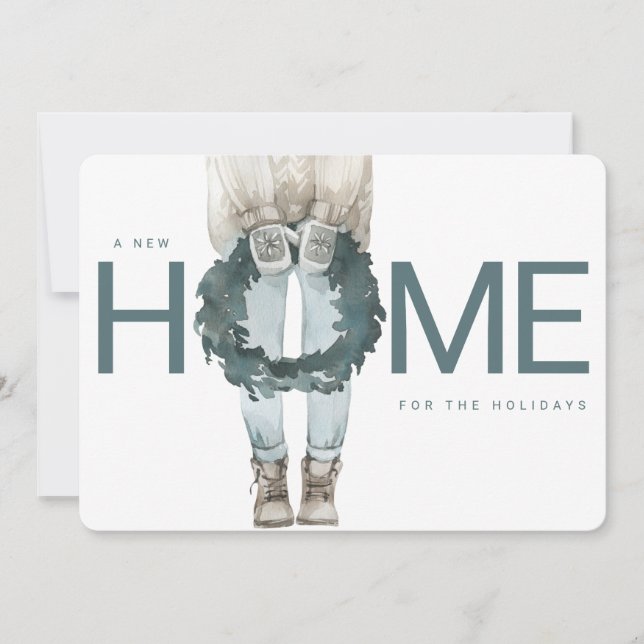 New Home for the Holidays | Wreath Holiday Card (Front)