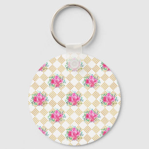 New Home Gift Gold And Pink Floral Pillows Key Ring