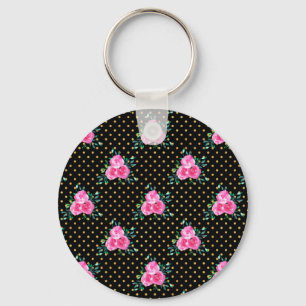 New Home Gift Metallic Foil Floral Key Ring