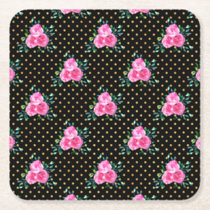 New Home Gift Metallic Foil Floral Square Paper Coaster