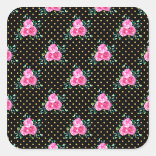 New Home Gift Metallic Foil Floral Square Sticker