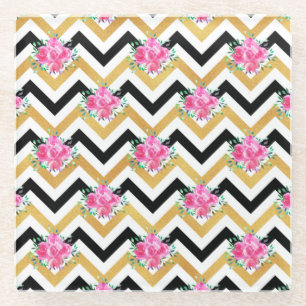 New Home Gift Pink Floral Towels Glass Coaster