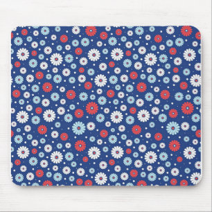 New Home Gift Red and White Ditsy Floral Mouse Pad