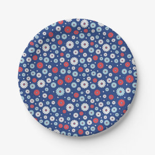 New Home Gift Red and White Ditsy Floral Paper Plate