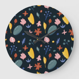 New Home Gift Seamless Abstract Floral Large Clock