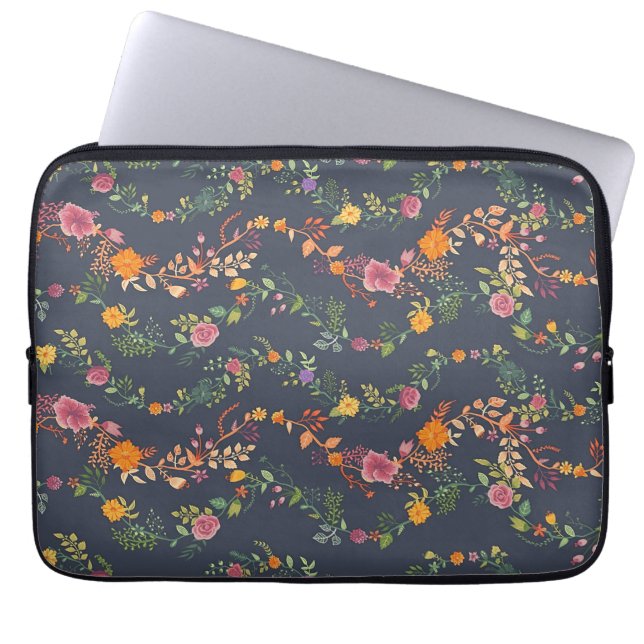 New Home Gift | Simple Floral Pattern Laptop Sleeve (Front)