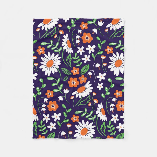 New Home Gift Simple Flowers Fleece Blanket (Front)