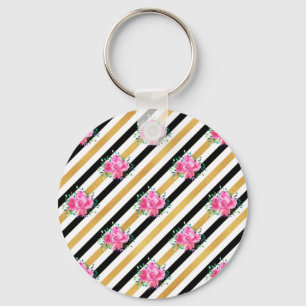 New Home Gift Tropical Floral Arts Key Ring