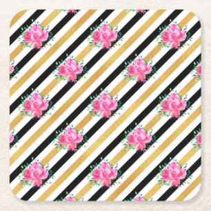New Home Gift Tropical Floral Arts Square Paper Coaster