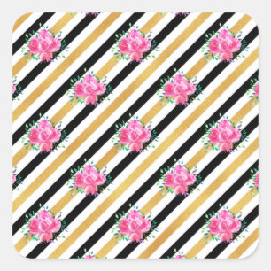 New Home Gift Tropical Floral Arts Square Sticker
