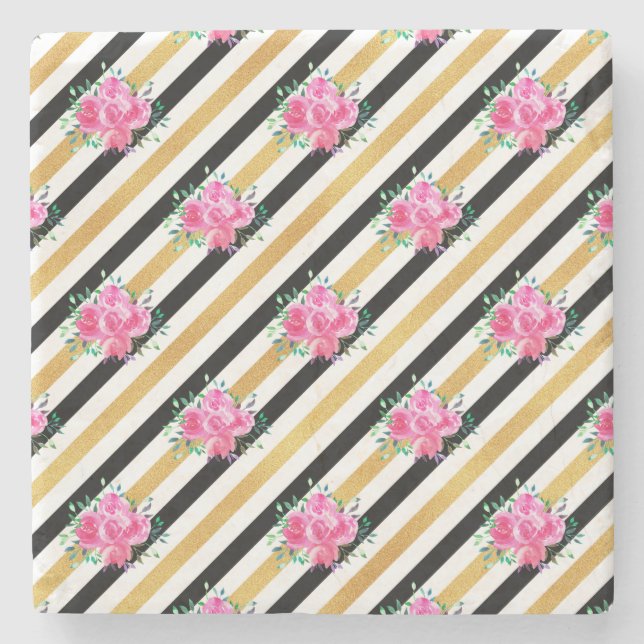 New Home Gift Tropical Floral Arts Stone Coaster (Front)